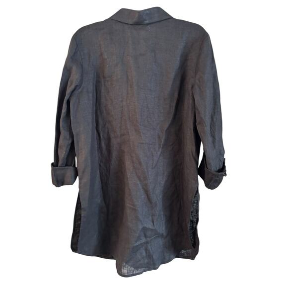 Crown Linen Designs 100% Linen Back Tunic Dress Button Up Long sleeve Medium - Picture 3 of 7